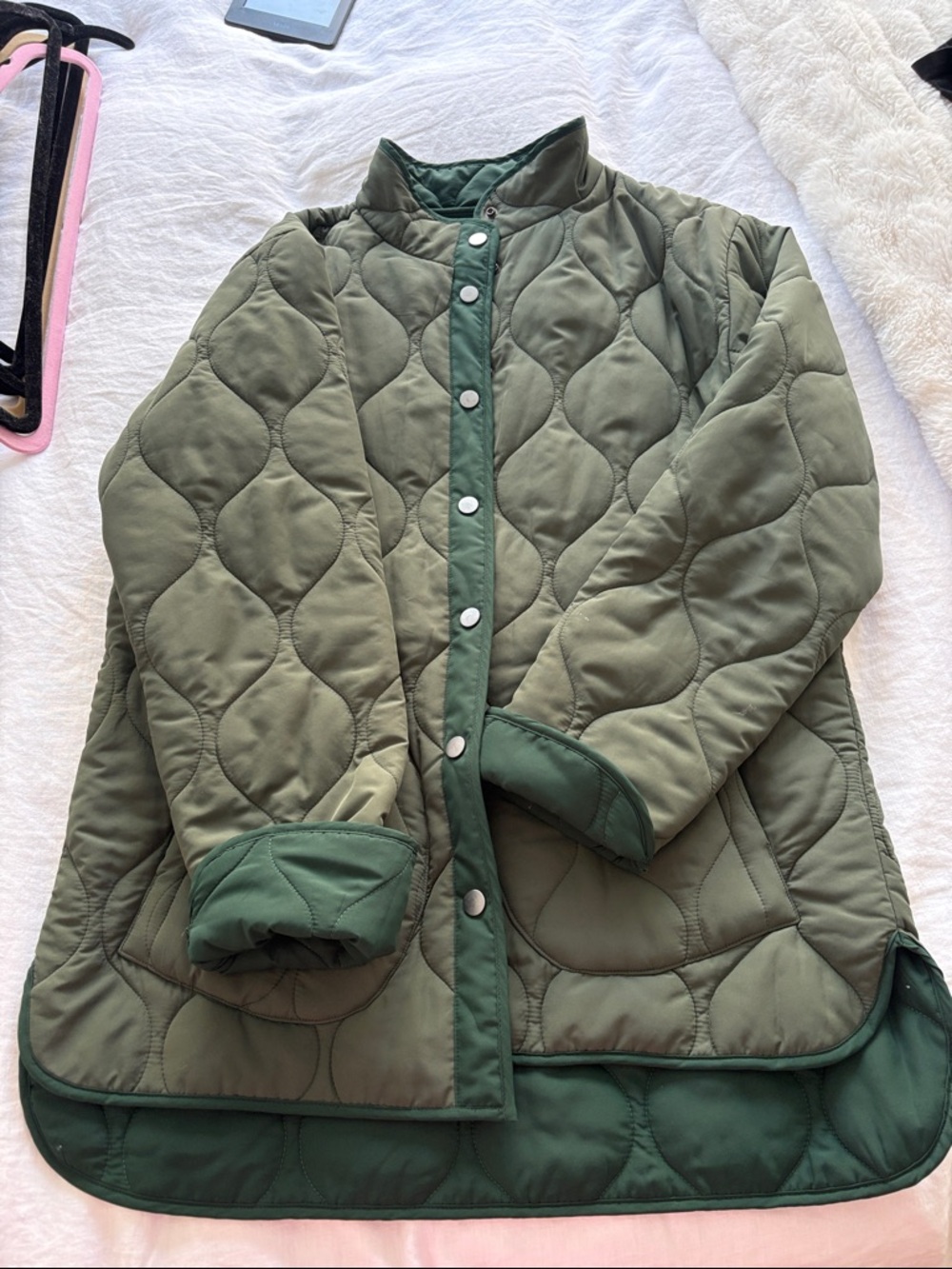summersalt reversible Quilted Olive & Forest Green Puffer Jacket